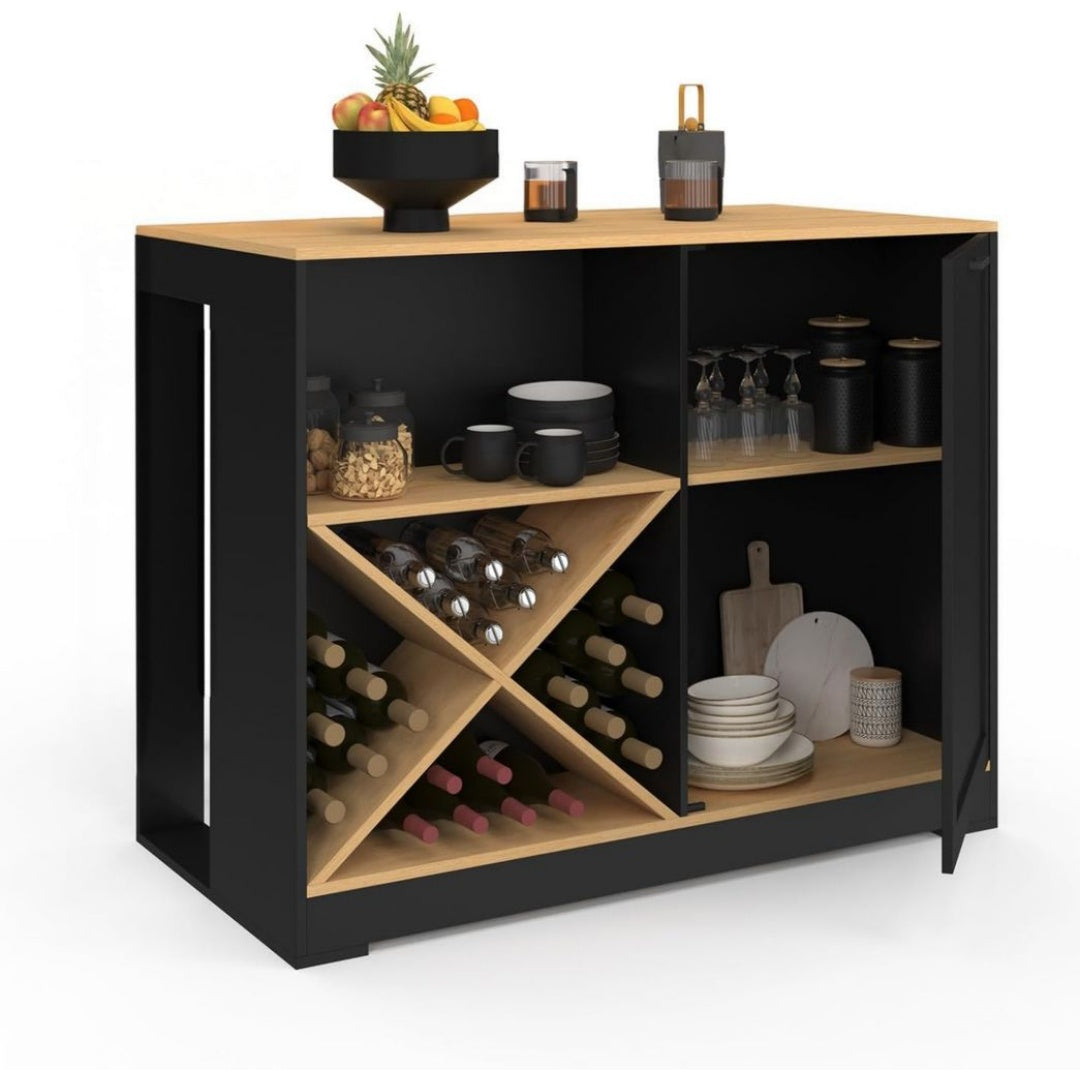 Table Haute / Mange-Debout en Panneau de Particules, Finition Noir