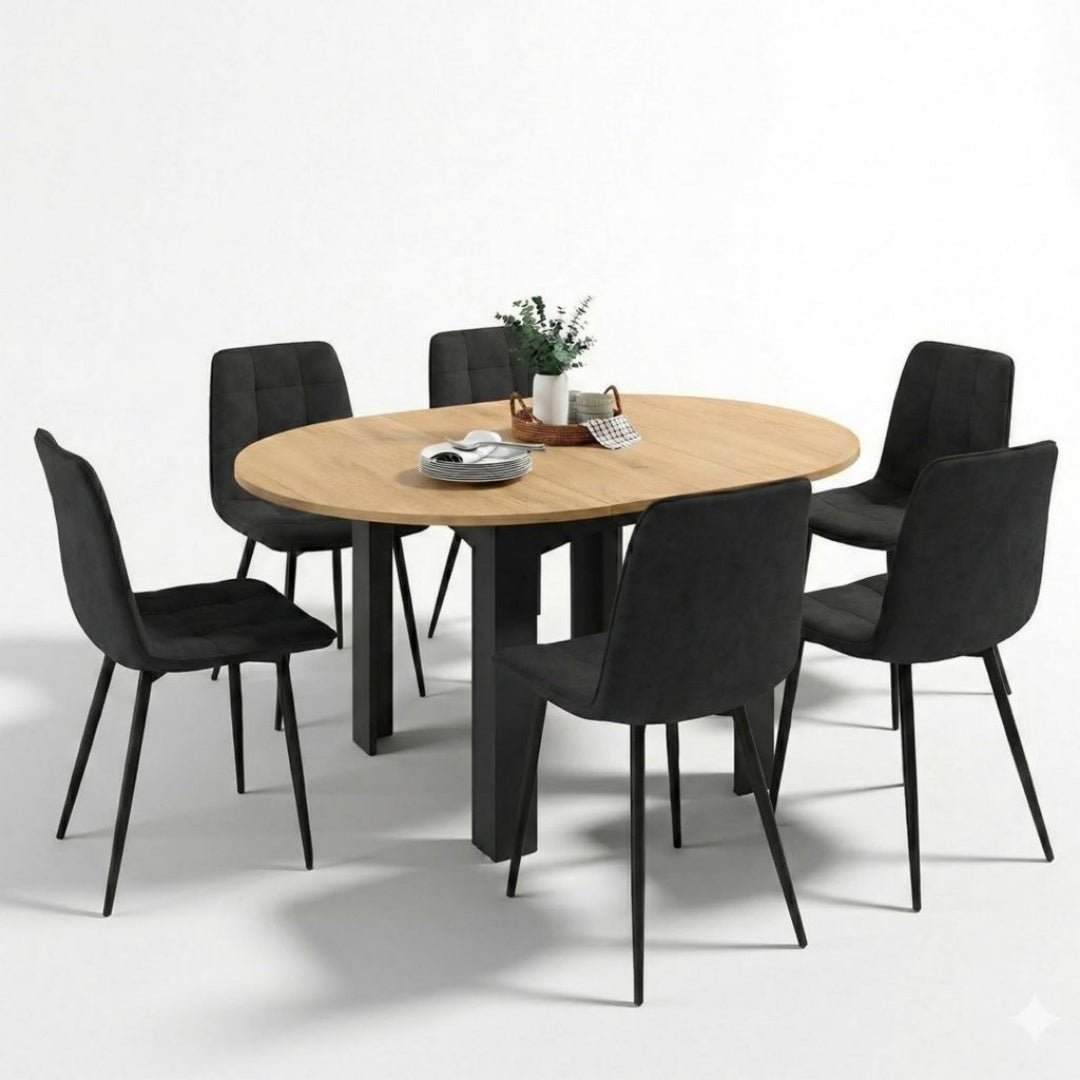 Table en Velours, Finition Noir