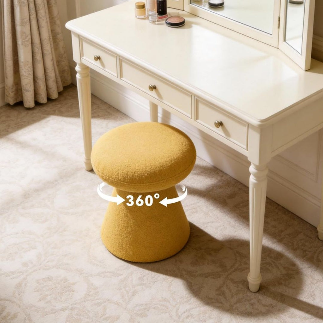 Tabouret en Tissu, Finition Blanc