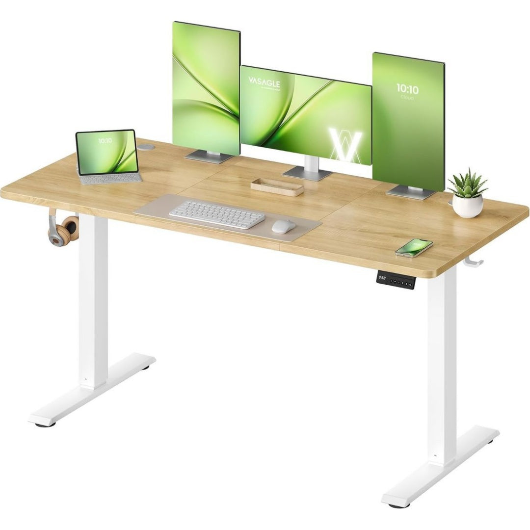Bureau Assis-Debout Reglable en Bois de Chene